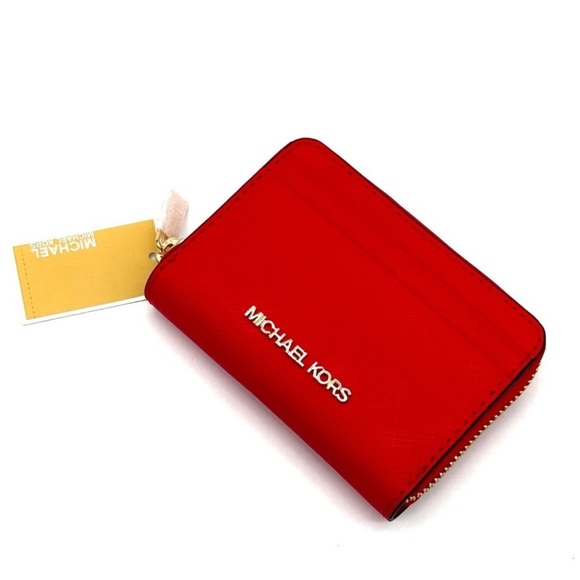 Michael Kors Medium ZA Card Case Wallet Dark Sangria(NWT)